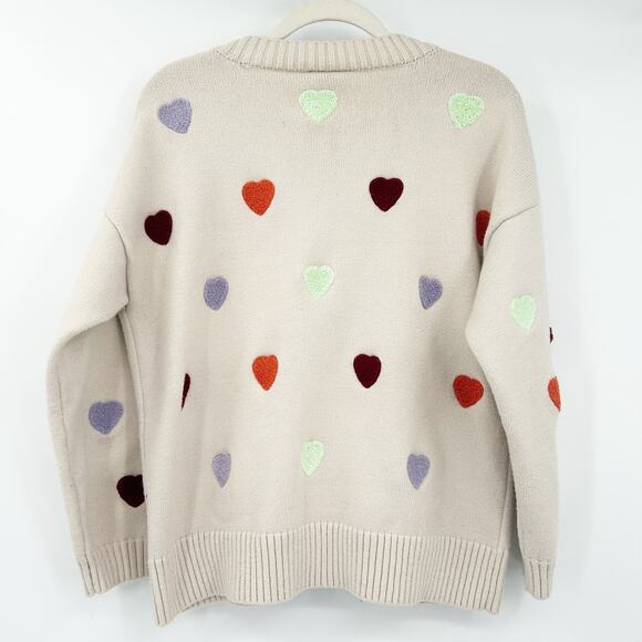 Modcloth Womens Neutral Novelty Valentines Day Heart Knit Pullover Sweater L Tan - Picture 7 of 7